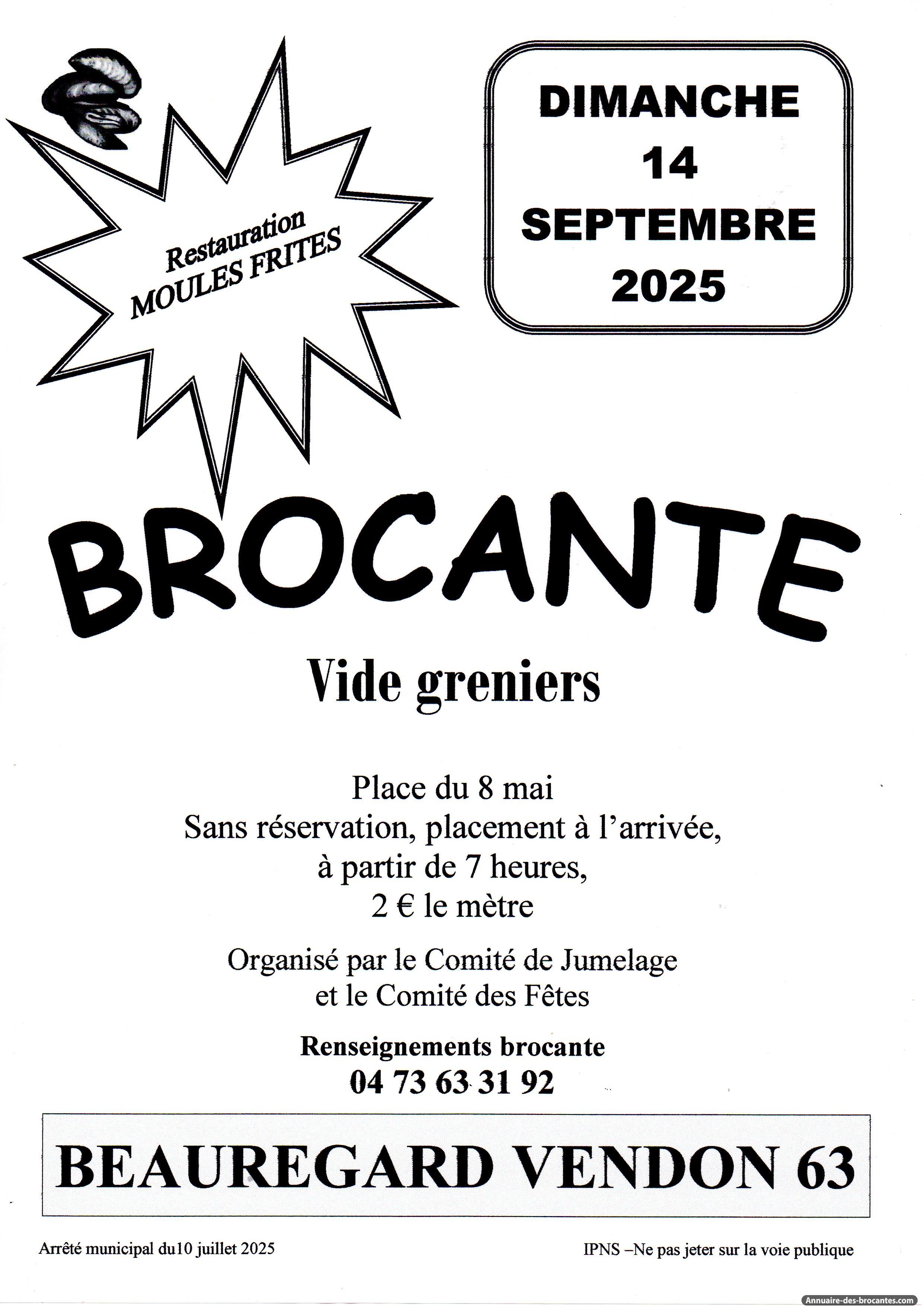 Affiche de Vide-greniers à Beauregard-Vendon