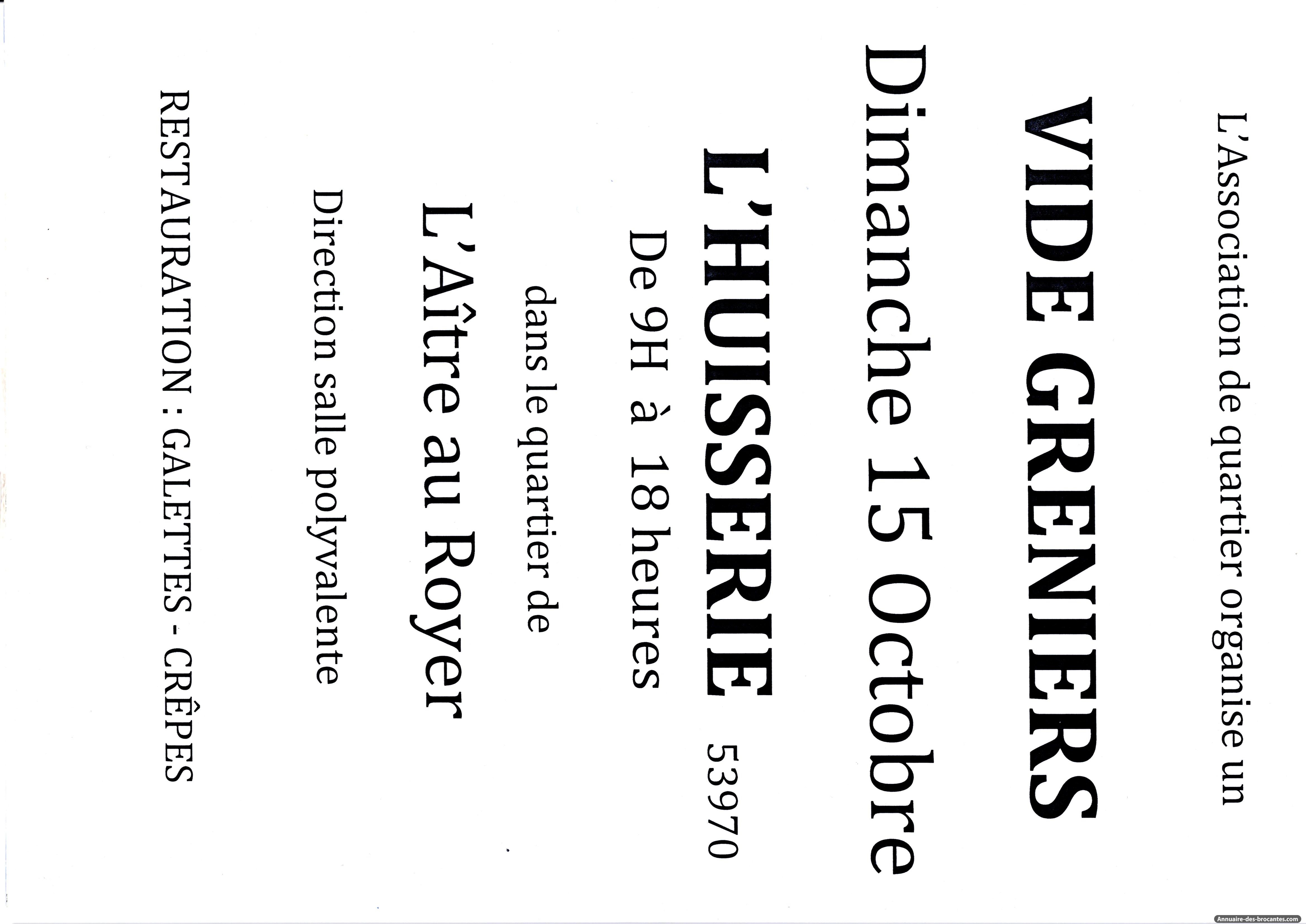 Affiche de Vide-greniers à L'Huisserie