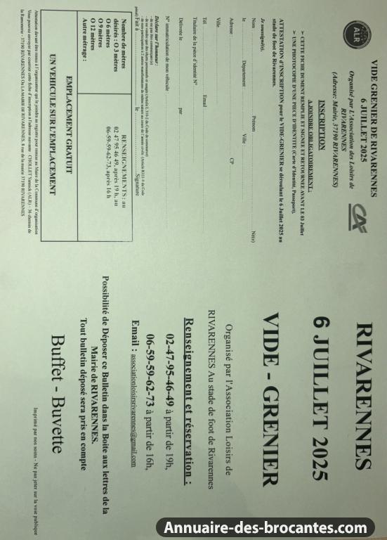 Affiche de Vide-greniers à Rivarennes