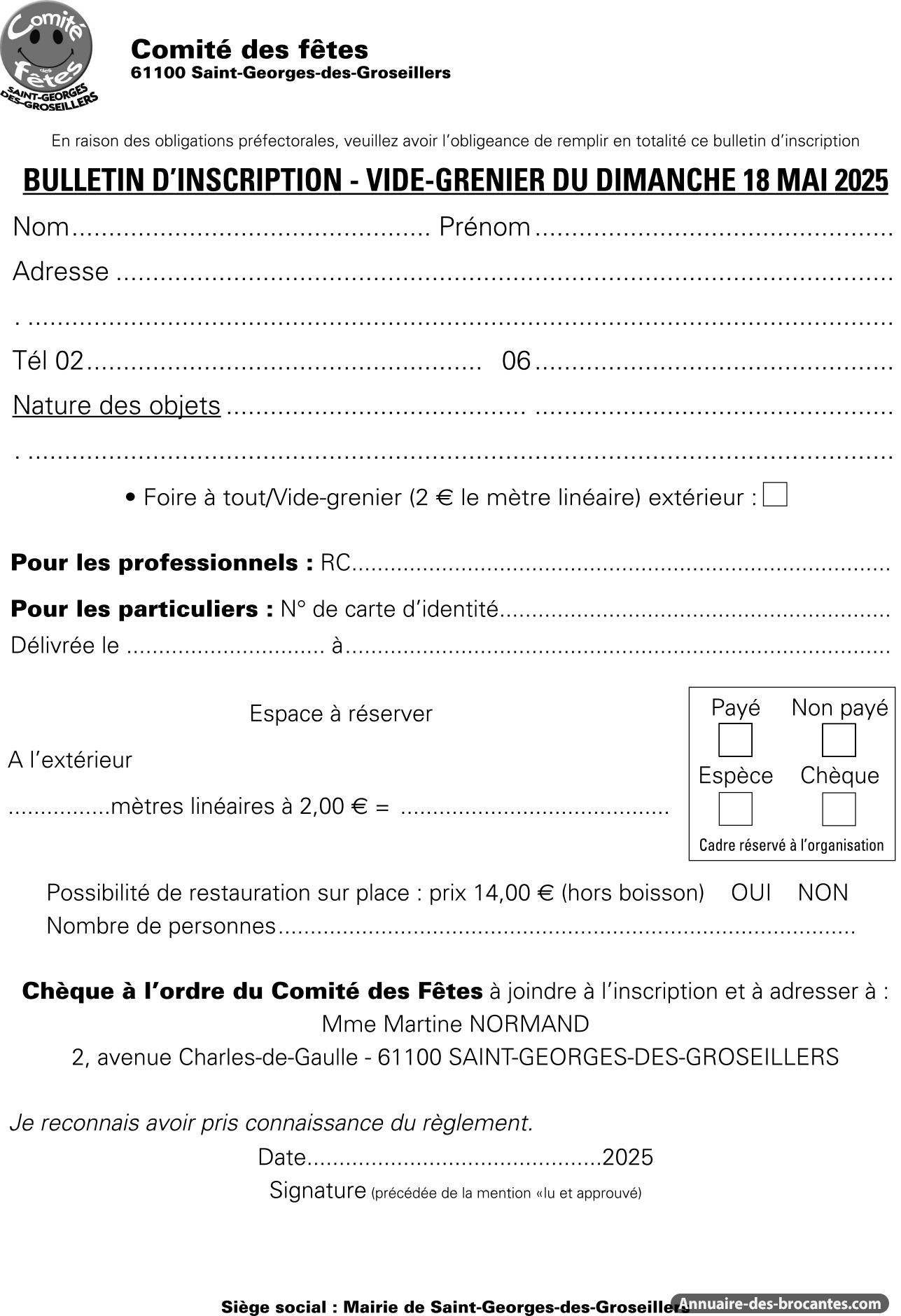 Affiche de Vide-greniers à Saint-Georges-des-Groseillers
